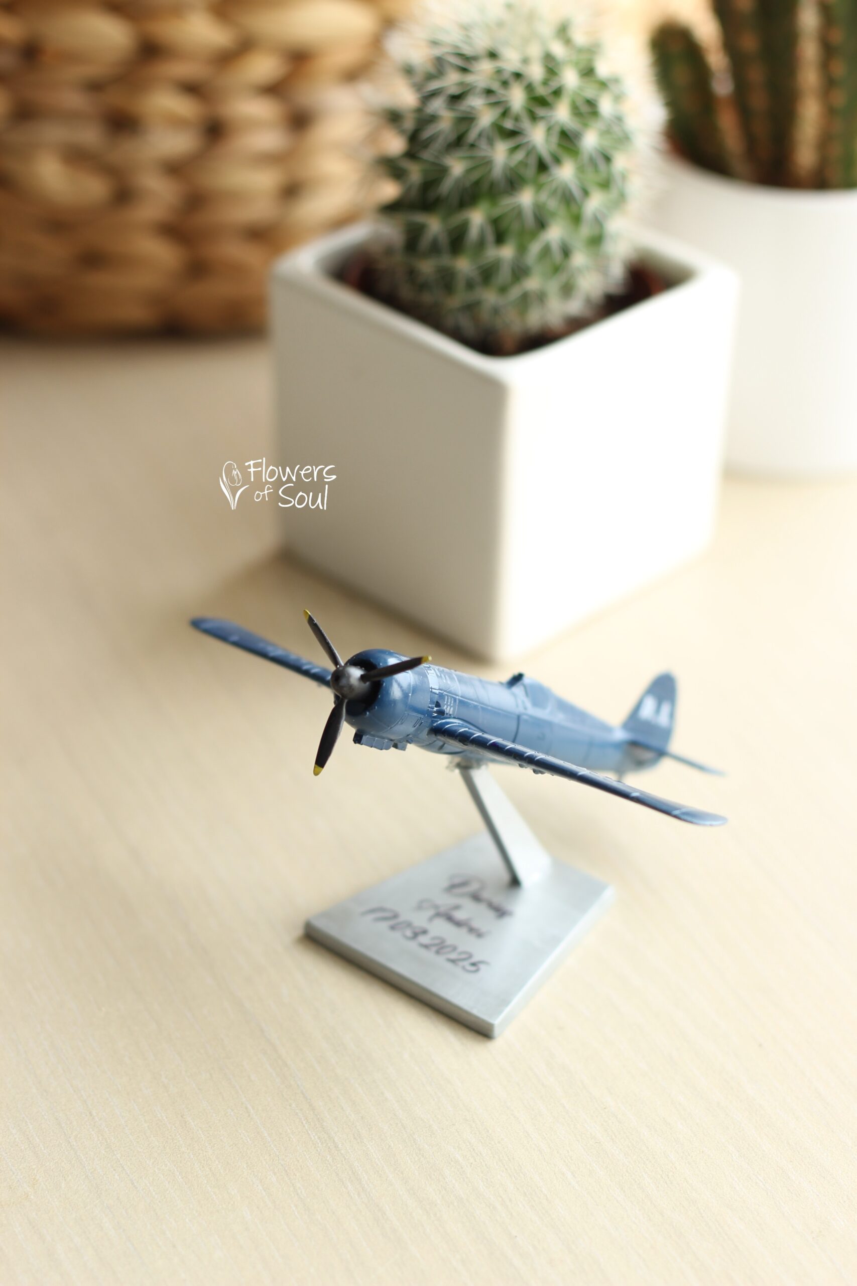 Lumânare de botez cu avion românesc de vânătoare în miniatură IAR 80 - Blue Angeles - imagine 5