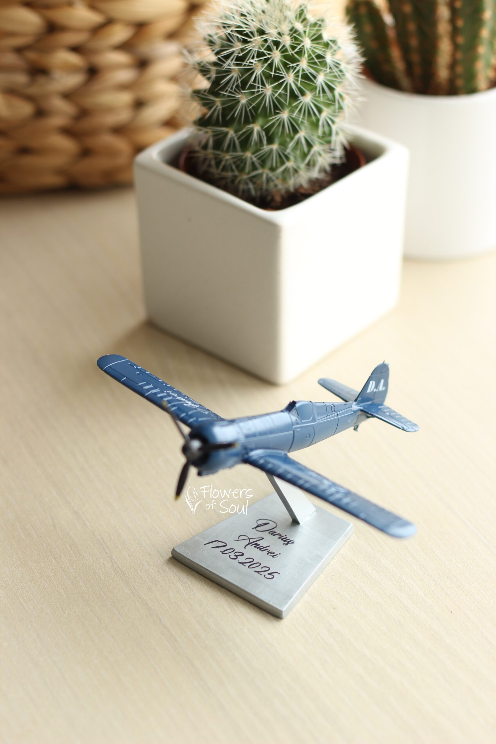 Lumânare de botez cu avion românesc de vânătoare în miniatură IAR 80 - Blue Angeles - imagine 4