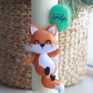 Lumânare pentru botez cu vulpiță și balon