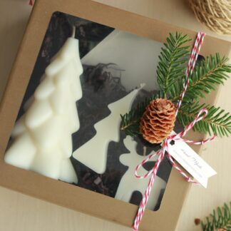 Lumânări din ceară de soia turnate manual și suport - Christmas Gift Box
