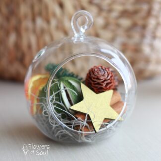 Glob din sticlă cu decorațiuni naturale