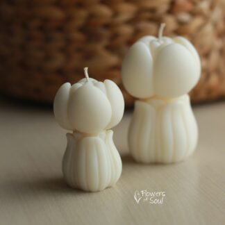 Set lumânări din ceară de soia turnate manual - Lalele duble, 150gr