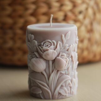 Lumânare din ceară de soia turnată manual - Lalele, 250gr