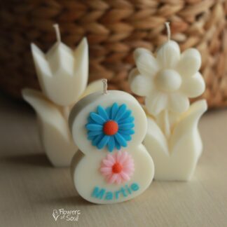 Set lumânări din ceară de soia turnate manual - Flori de primăvară, 220gr