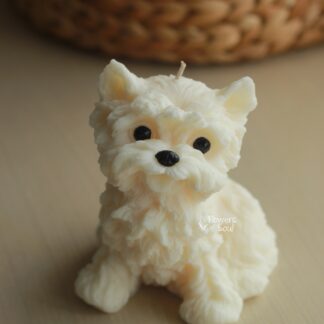 Lumânare din ceară de soia turnată manual - cățel Westie, 315gr