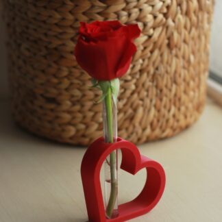 Vază minimalistă cu trandafir roșu